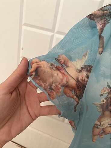 xs Beden melek crop tül transparan