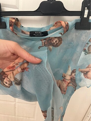 xs Beden mavi Renk melek crop tül transparan