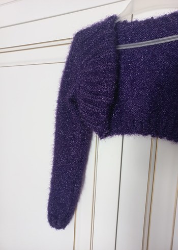 Kız Çocuk Parlak Mor Uzun Kollu Bolero - Görsel 3