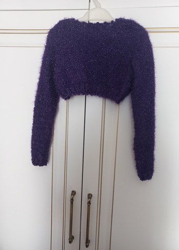 Kız Çocuk Parlak Mor Uzun Kollu Bolero - Görsel 5