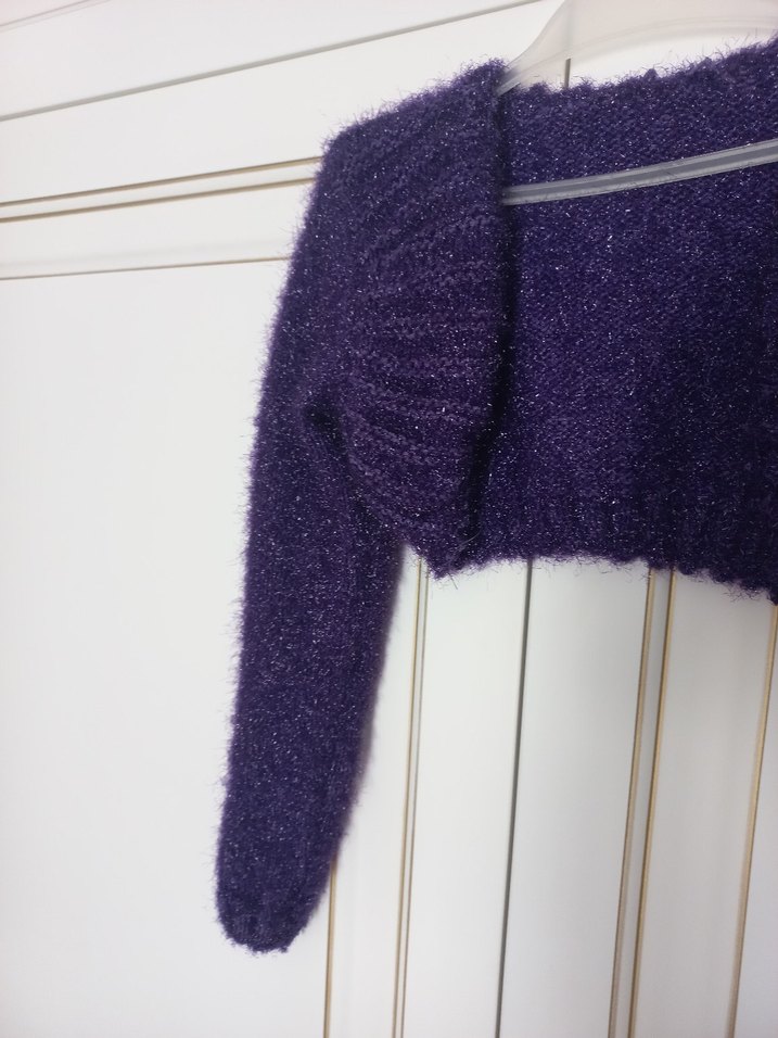 Kız Çocuk Parlak Mor Uzun Kollu  Bolero - Görsel 3