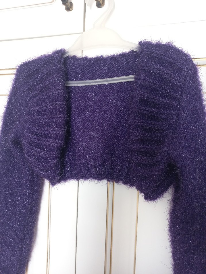 Kız Çocuk Parlak Mor Uzun Kollu  Bolero - Görsel 4