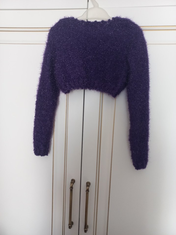 Kız Çocuk Parlak Mor Uzun Kollu  Bolero - Görsel 5