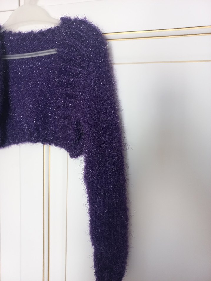 Kız Çocuk Parlak Mor Uzun Kollu  Bolero - Görsel 2