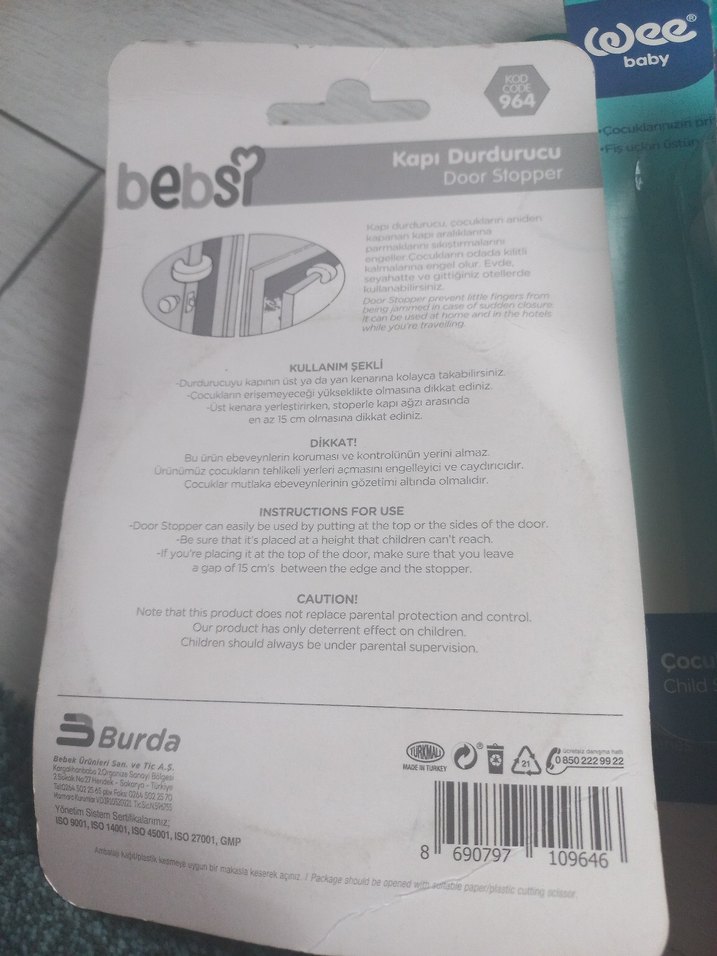 Bebsi Kapı Durdurucu Beyaz Plastik 2 adet - Görsel 3