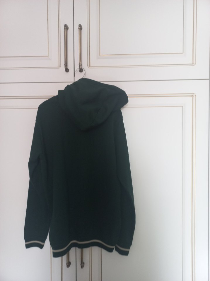 Yeşil Kapüşonlu Fermuarlı Sweatshirt - Görsel 2