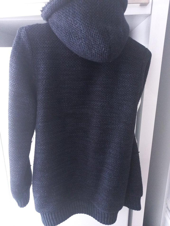 Lacivert içi kürklü Kapüşonlu  fermuarlı hırka XS - Görsel 2