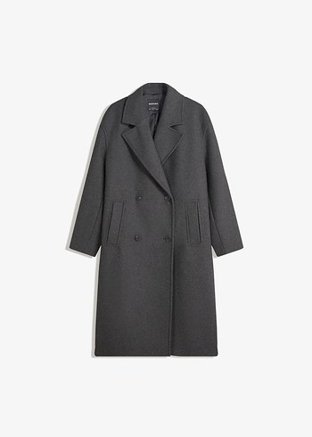 Pull and Bear Koyu renk uzun kaban