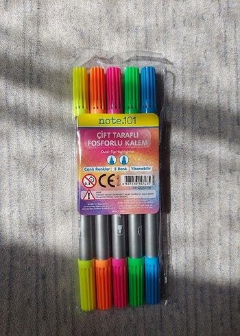 Çift Taraflı Fosforlu Kalem Seti 5 Renk