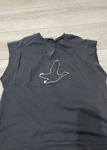 Gri Baskılı Kolsuz Hamile Tişört