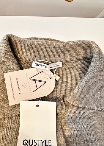 Düğmeli Kısa Kollu Yün Hamile Hırkası - Görsel 3