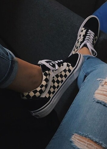 38 Beden siyah Renk ORJİNAL VANS OLD SKOOL KARELİ unisex