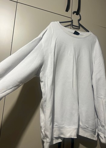 HM Beyaz Salaş Kadın Bisiklet Yaka Sweatshirt
