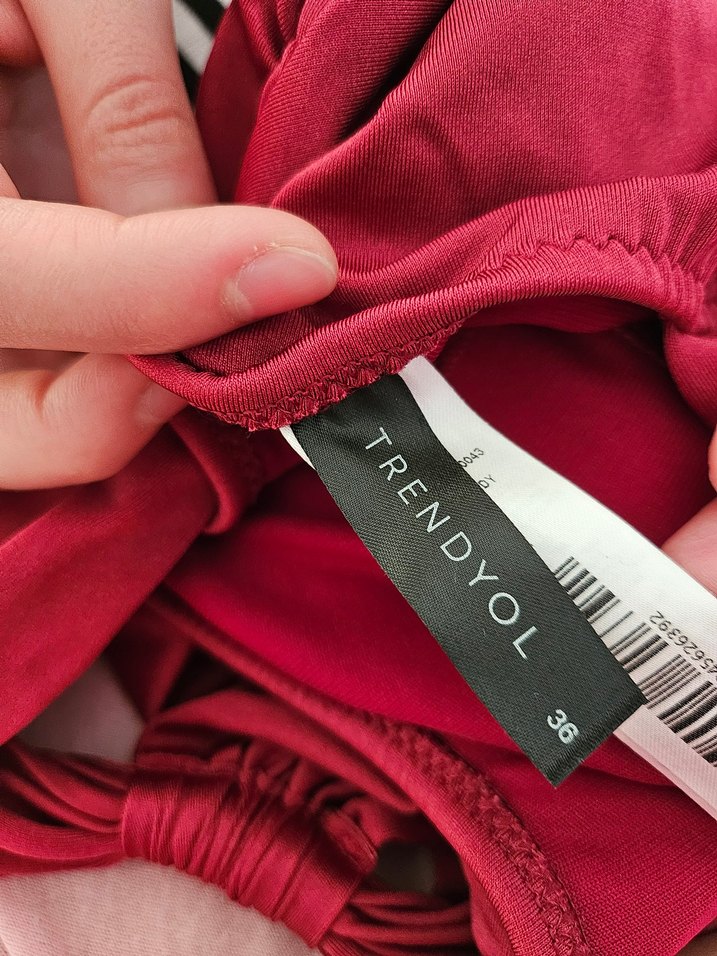 Bordo Tek Omuz Kadın Mayo - Görsel 3