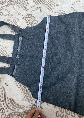 Gri Keten Salaş Midi Kadın Tulum - Görsel 8