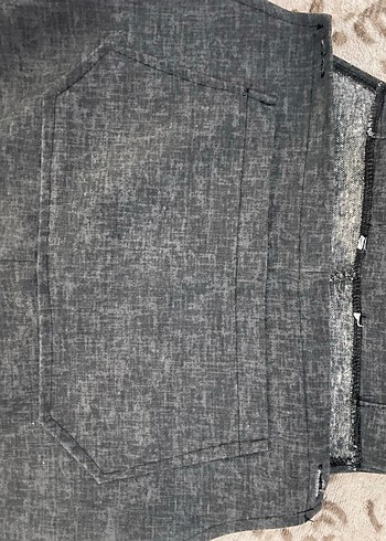 Gri Keten Salaş Midi Kadın Tulum - Görsel 4