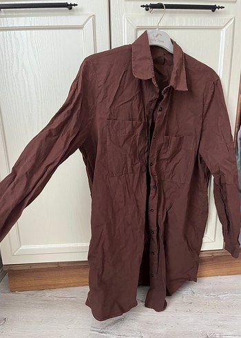 Kahverengi Keten Kadın Gömlek - Görsel 2