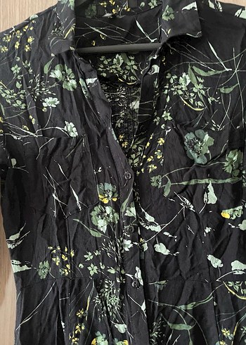 Siyah Çiçek Desenli Uzun Bohem Elbise - Görsel 3