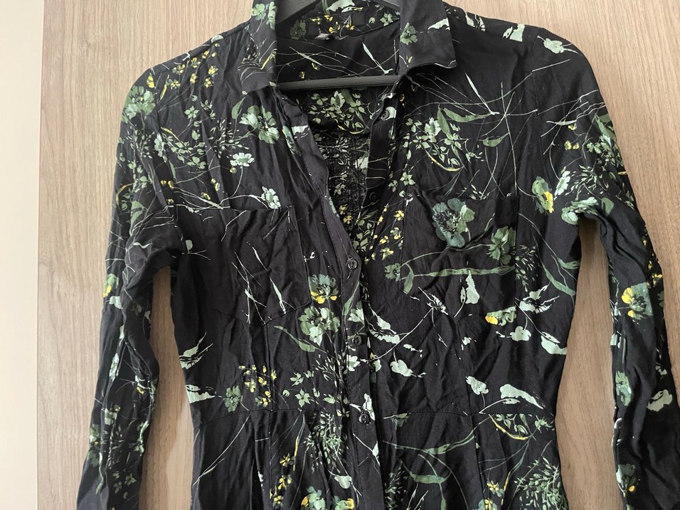 Siyah Çiçek Desenli Uzun Bohem Elbise - Görsel 2