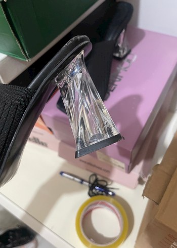 Siyah Şeffaf Topuklu kadın ayakkabı - Görsel 3