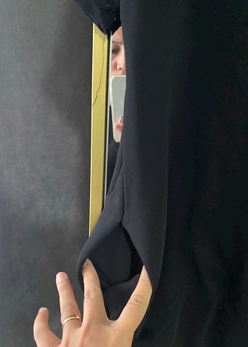 l Beden siyah Renk Siyah Kısa Kollu Midi Rahat Elbise