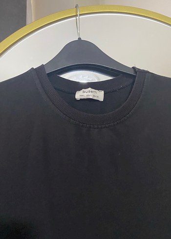 l Beden Siyah Kısa Kollu Midi Rahat Elbise