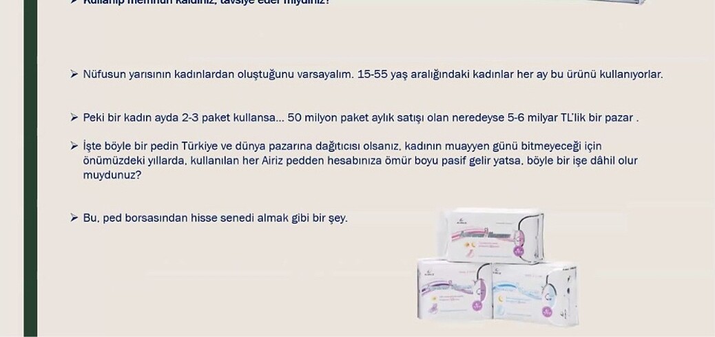  Beden Renk TiENS AİRİZ PED