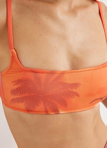 Tropikal baskili straplez bikini üstü 36 yeni - Görsel 5