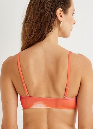 Tropikal baskili straplez bikini üstü 36 yeni - Görsel 6