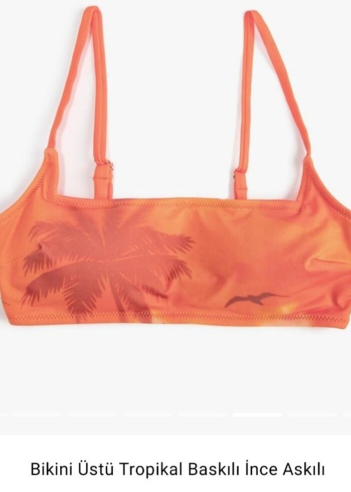 Tropikal baskili straplez bikini üstü 36 yeni - Görsel 4