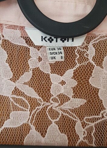 Koton pudra dantel detayli gömlek S - Görsel 5