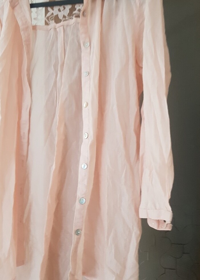 Koton pudra dantel detayli gömlek S - Görsel 3