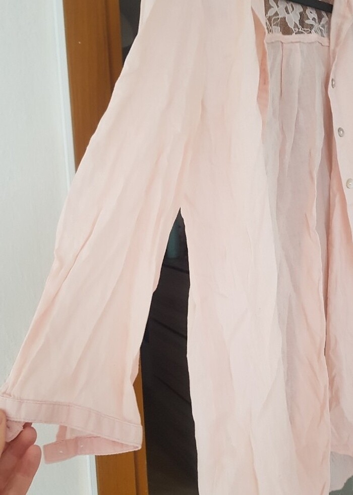 Koton pudra dantel detayli gömlek S - Görsel 4