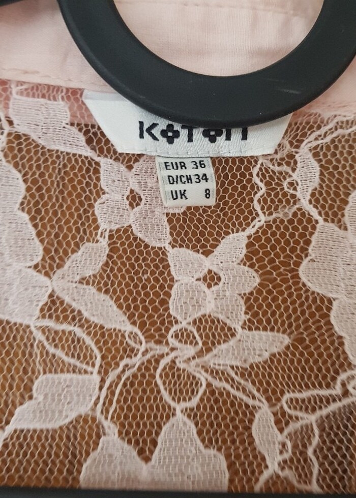 Koton pudra dantel detayli gömlek S - Görsel 5