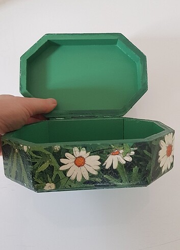 Papatya tasarimli ahşap kutu - Görsel 9