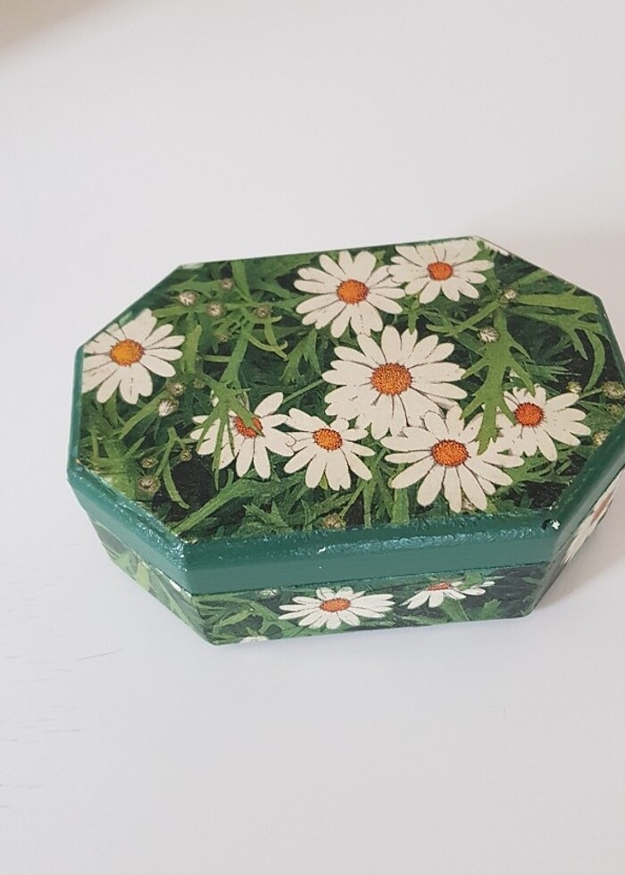 Papatya tasarimli ahşap kutu - Görsel 2