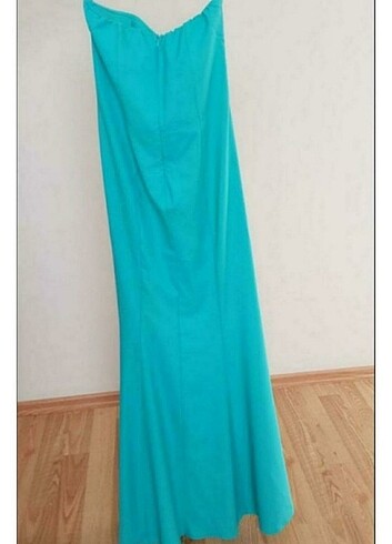 Straplez Turkuaz Uzun Abiye yeni 38/ 40 beden - Görsel 5