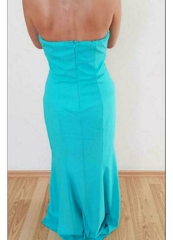 Straplez Turkuaz Uzun Abiye yeni 38/ 40 beden - Görsel 8