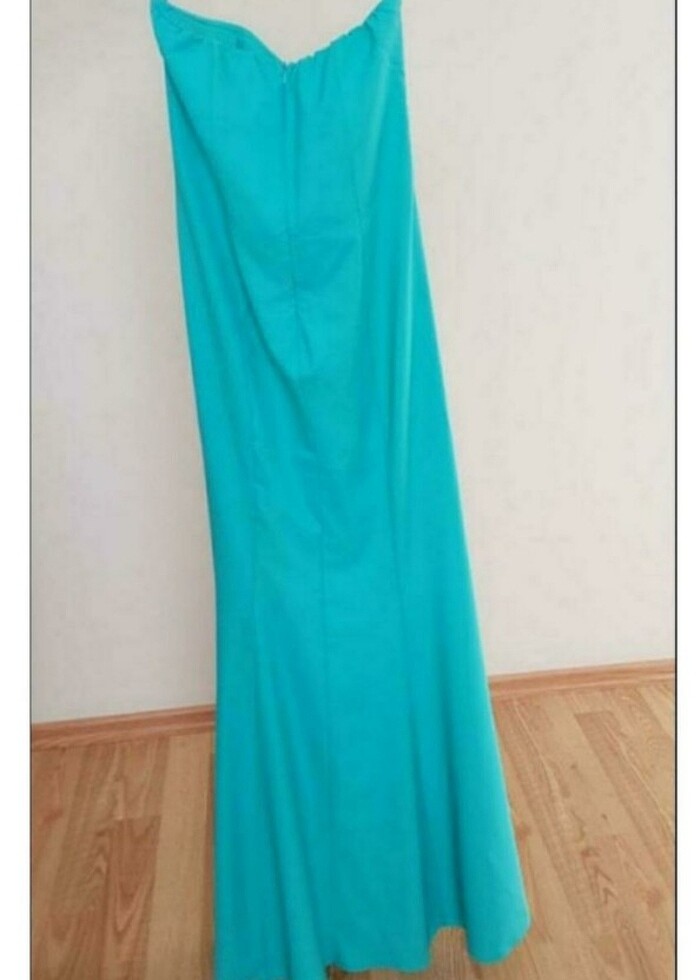 Straplez Turkuaz Uzun Abiye yeni 38/ 40 beden - Görsel 5