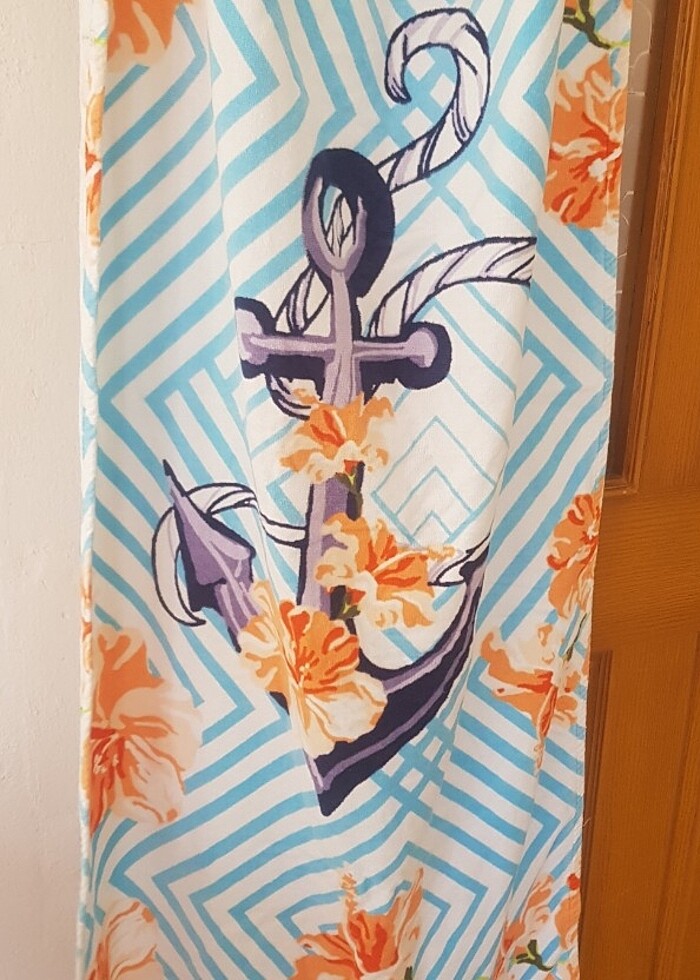 Çapa desenli pamuklu plaj havlusu - Görsel 3