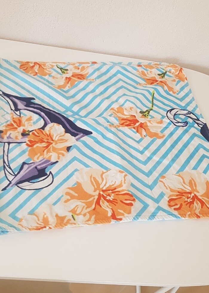 Çapa desenli pamuklu plaj havlusu - Görsel 4