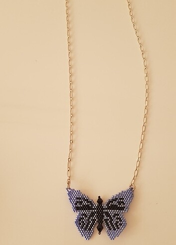 Kelebek kolye küpe takim el yapimi - Görsel 5