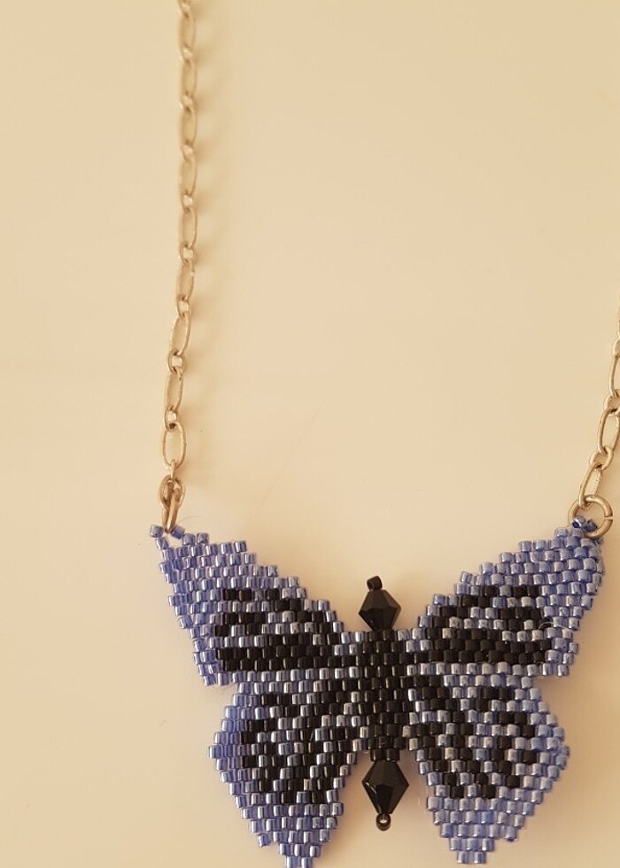 Kelebek kolye küpe takim el yapimi - Görsel 2