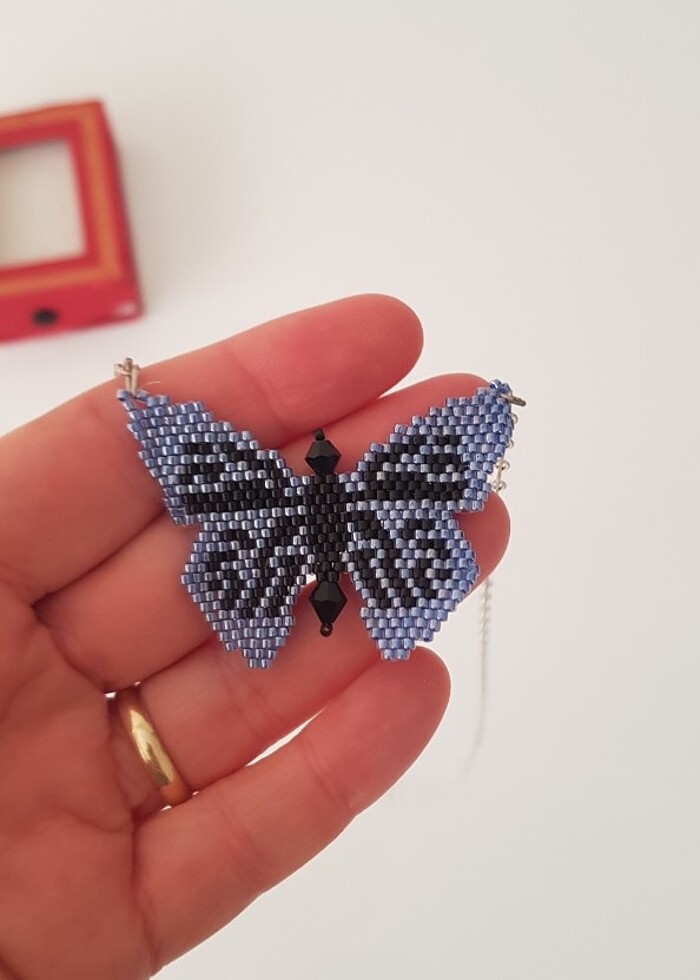 Kelebek kolye küpe takim el yapimi - Görsel 4