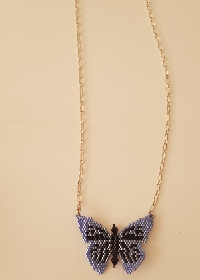 Kelebek kolye küpe takim el yapimi - Görsel 5