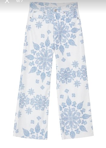 Bohem Desenli Midi Yüksel Bel Denim Pantolon 36 yeni etiketli - Görsel 7