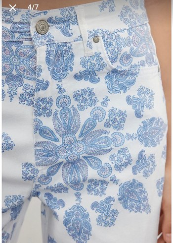 Bohem Desenli Midi Yüksel Bel Denim Pantolon 36 yeni etiketli - Görsel 9