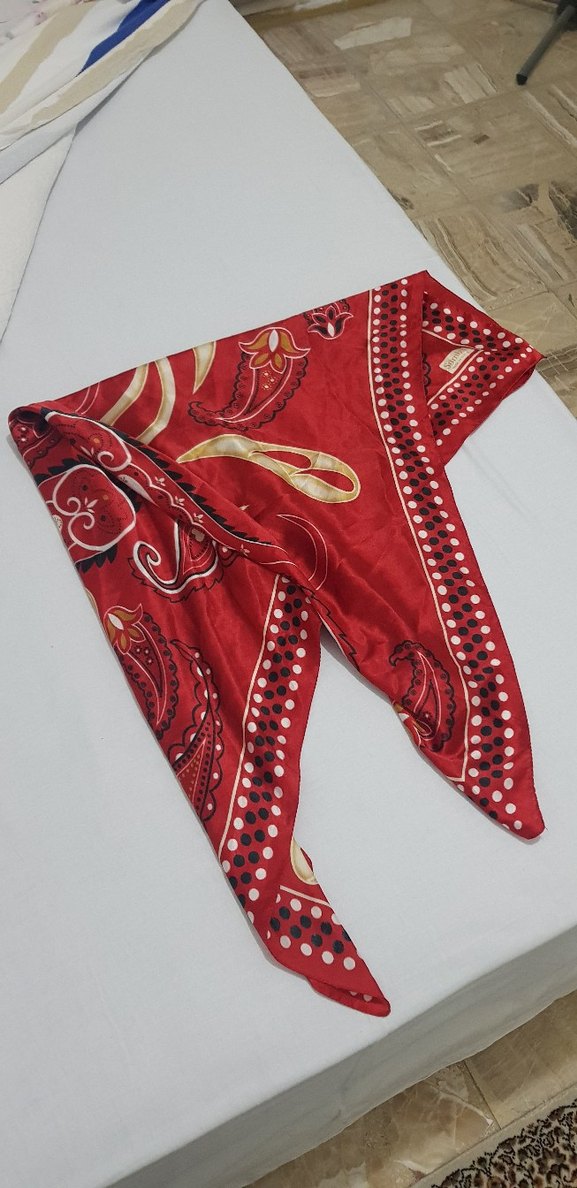 Kırmızı Parlak Desenli Kadın Fular - Görsel 5