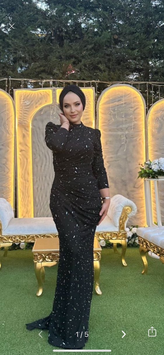 Drapeli Siyah Uzun Abiye Elbise marka temsili - Görsel 3