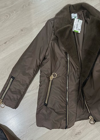 Kahverengi Suni Kürklü Midi Ceket - Görsel 5